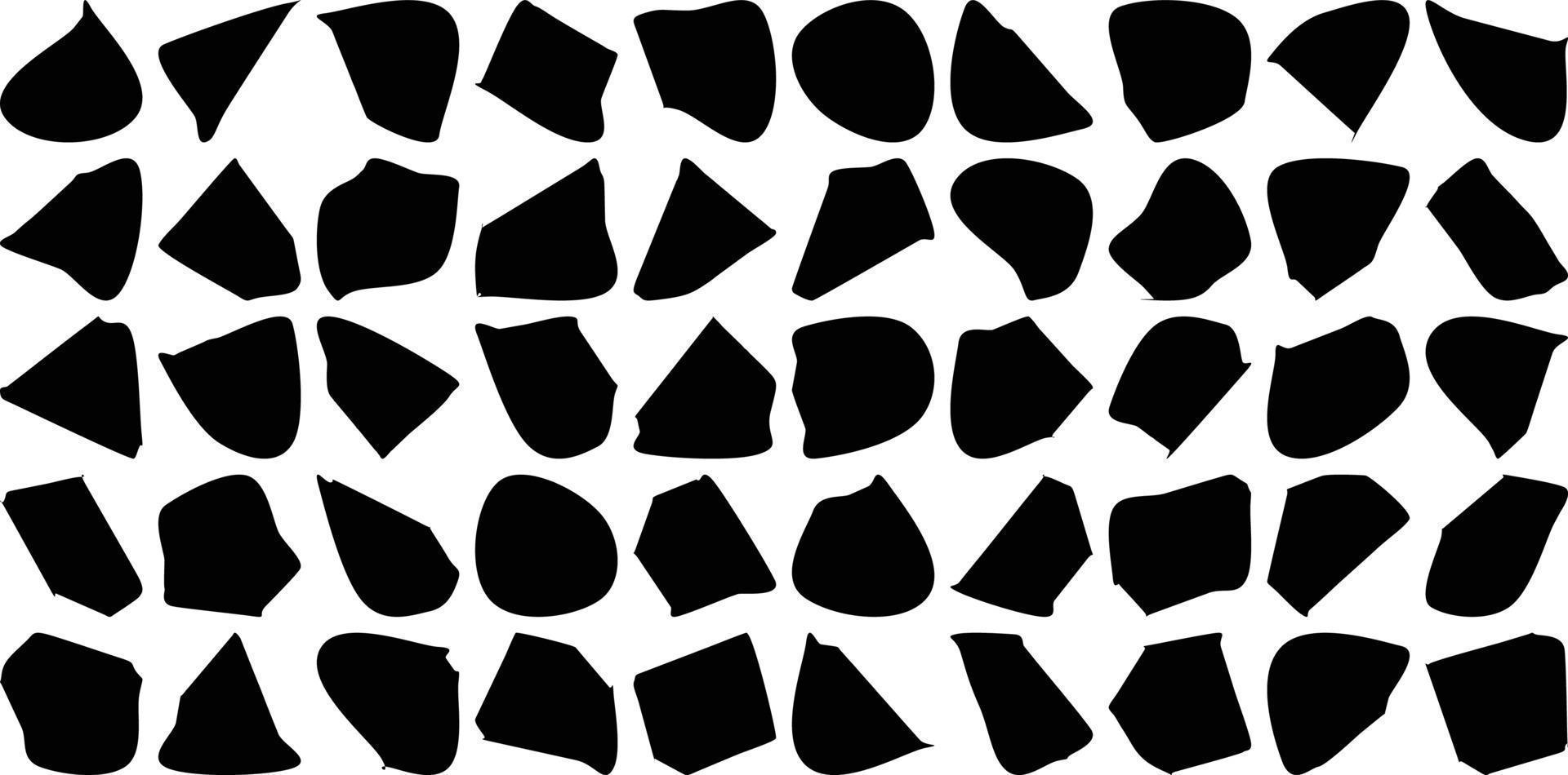 Hand Drawn Organic Shapes Liquid and fluid shape Black symbol Set 50 vector