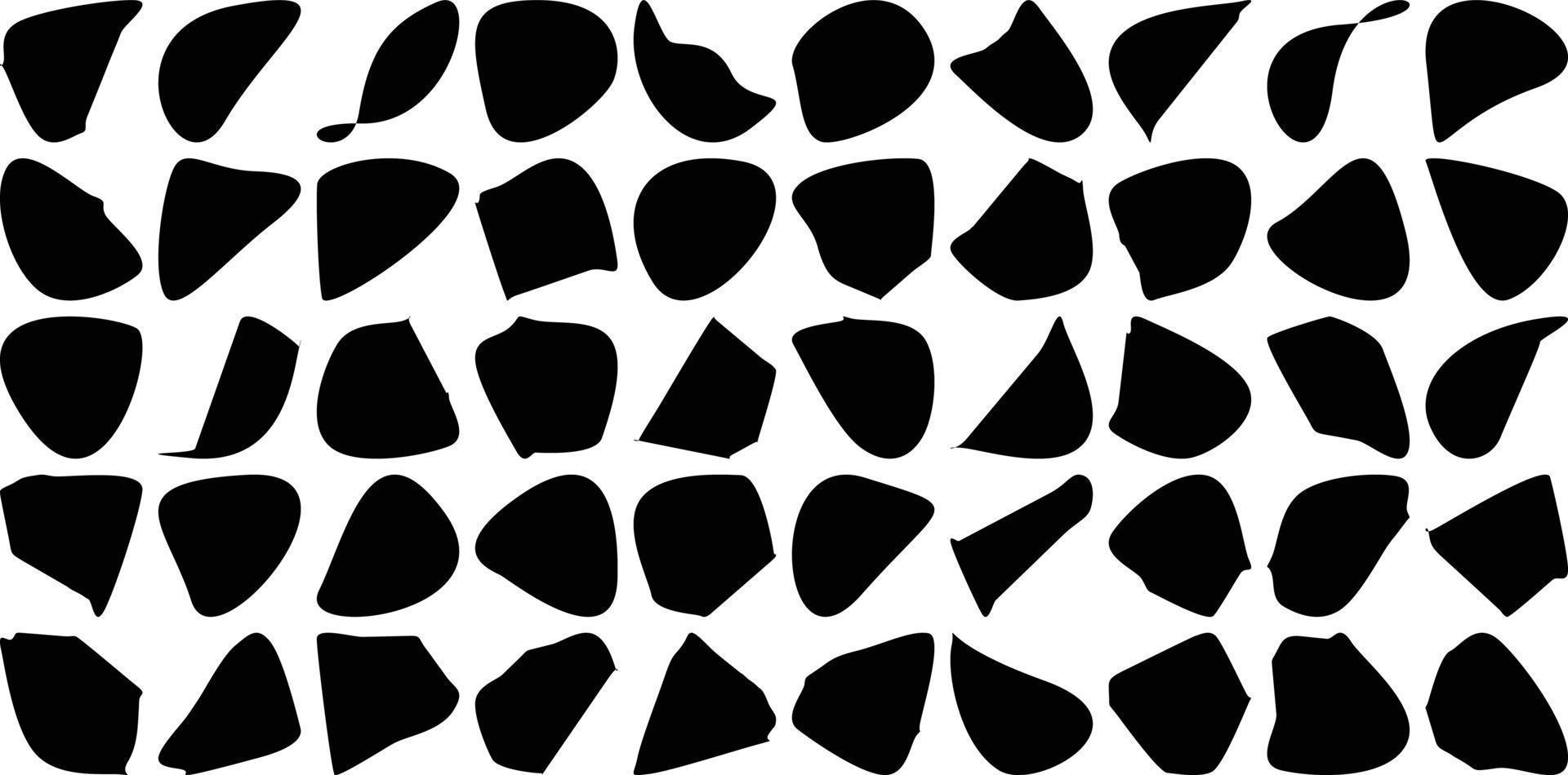 Hand Drawn Organic Shapes Liquid and fluid shape Black symbol Set 50 vector