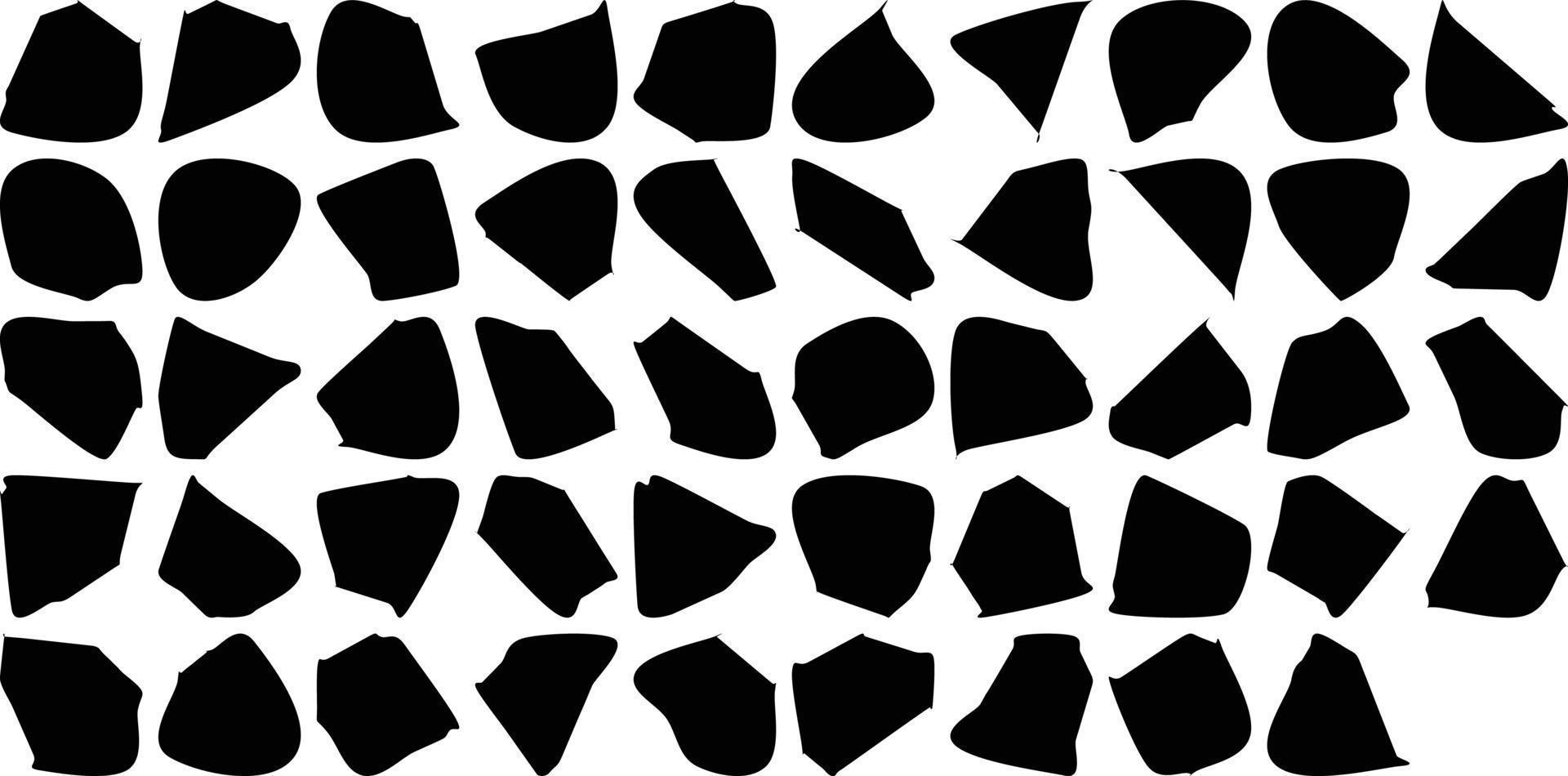 Hand Drawn Organic Shapes Liquid and fluid shape Black symbol Set 50 vector