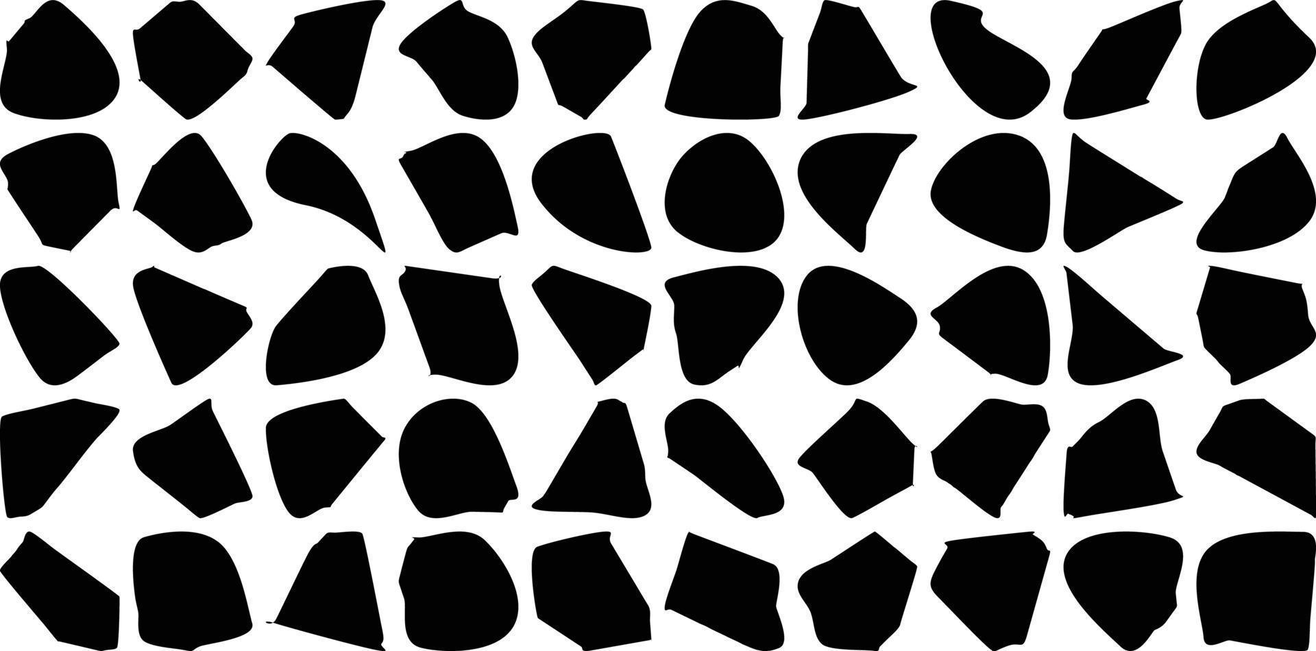 Hand Drawn Organic Shapes Liquid and fluid shape Black symbol Set 50 vector