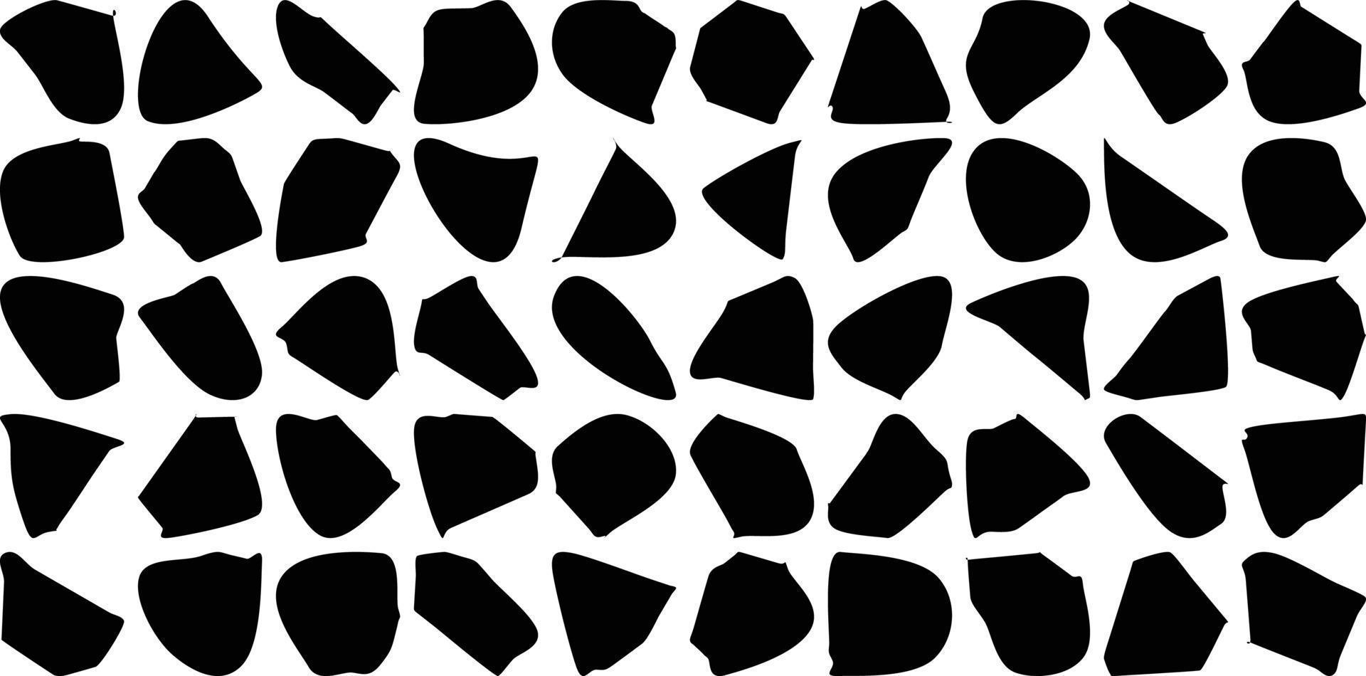 Hand Drawn Organic Shapes Liquid and fluid shape Black symbol Set 50 vector