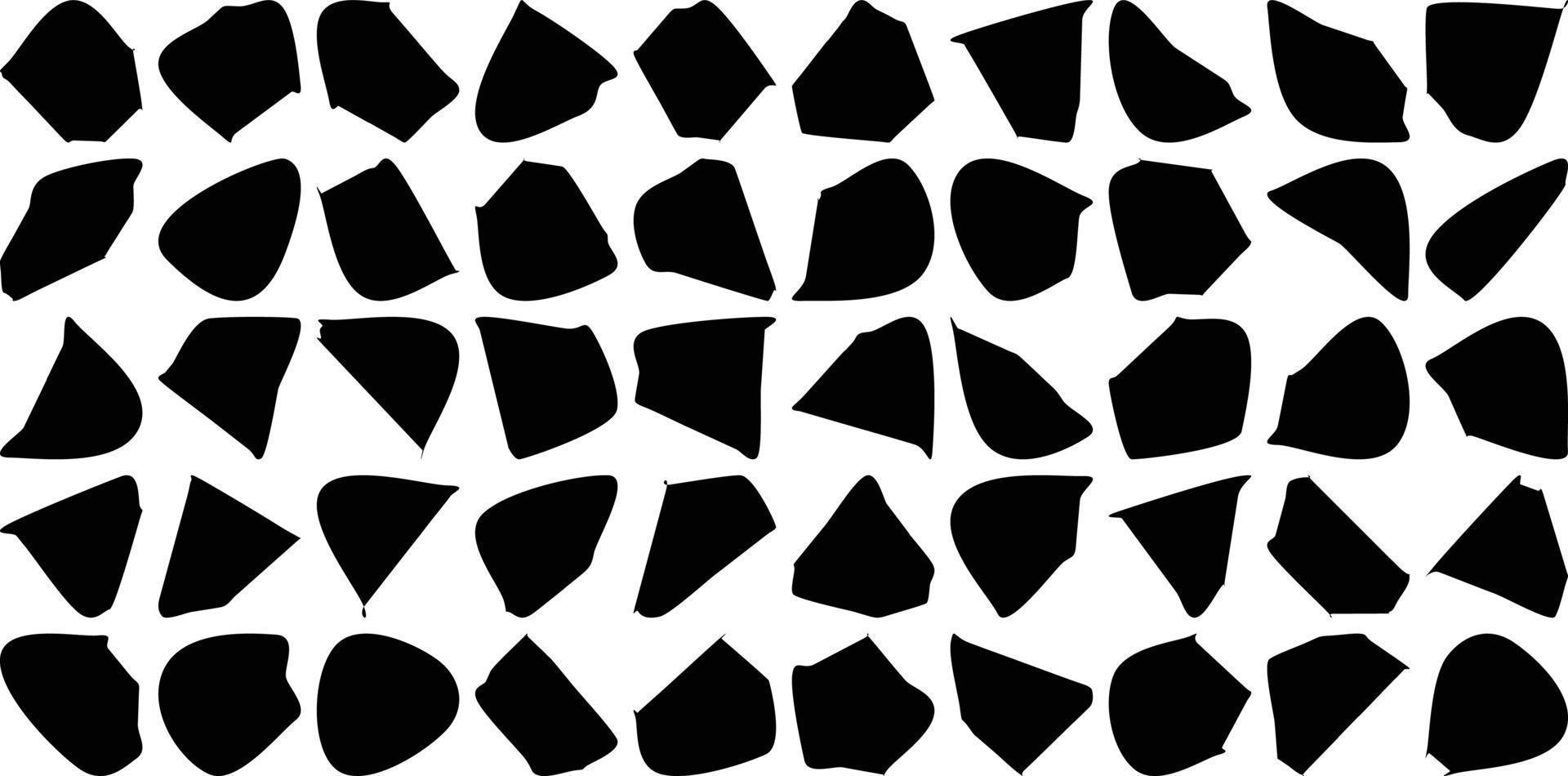 Hand Drawn Organic Shapes Liquid and fluid shape Black symbol Set 50 vector