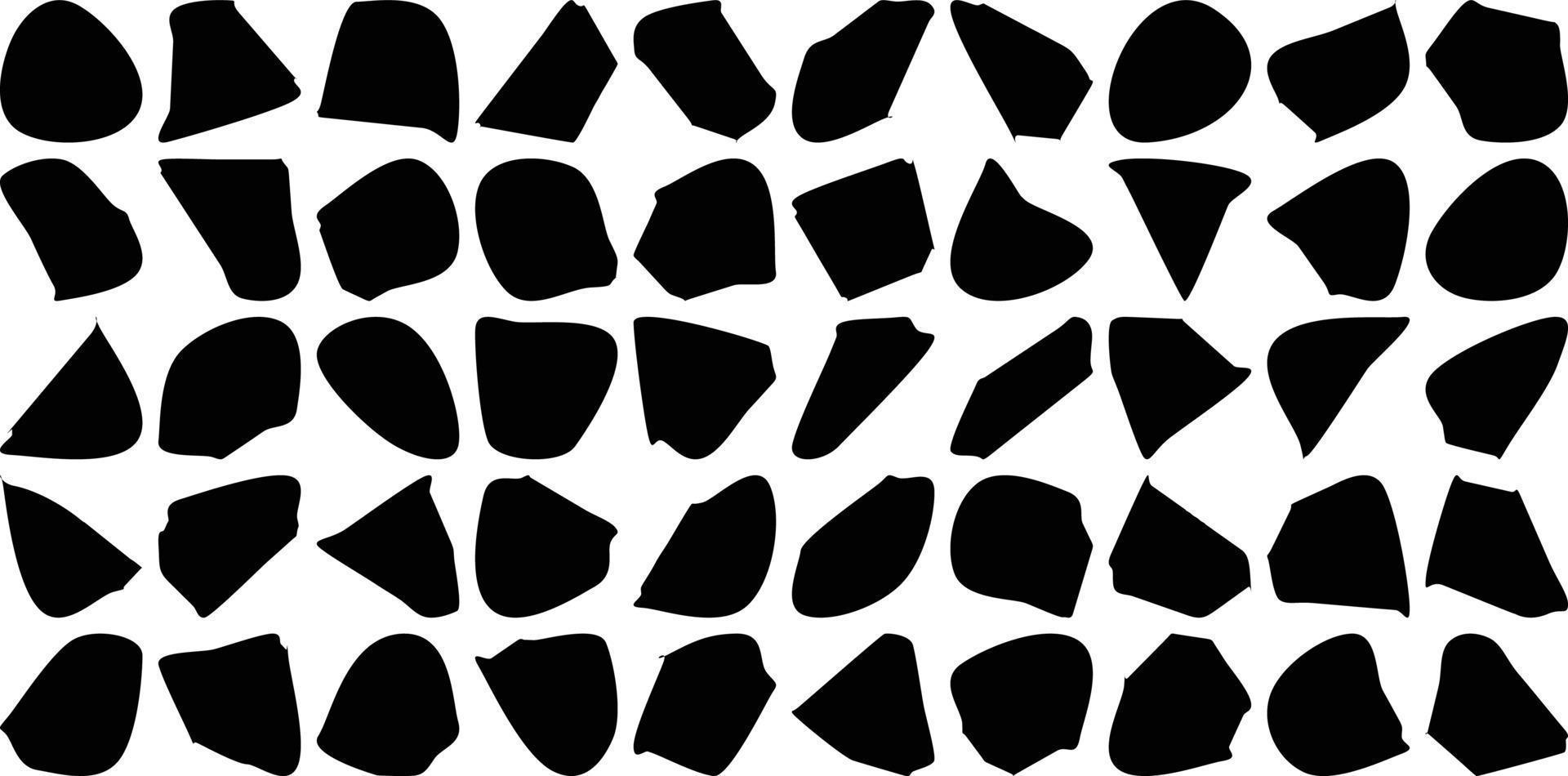 Hand Drawn Organic Shapes Liquid and fluid shape Black symbol Set 50 vector