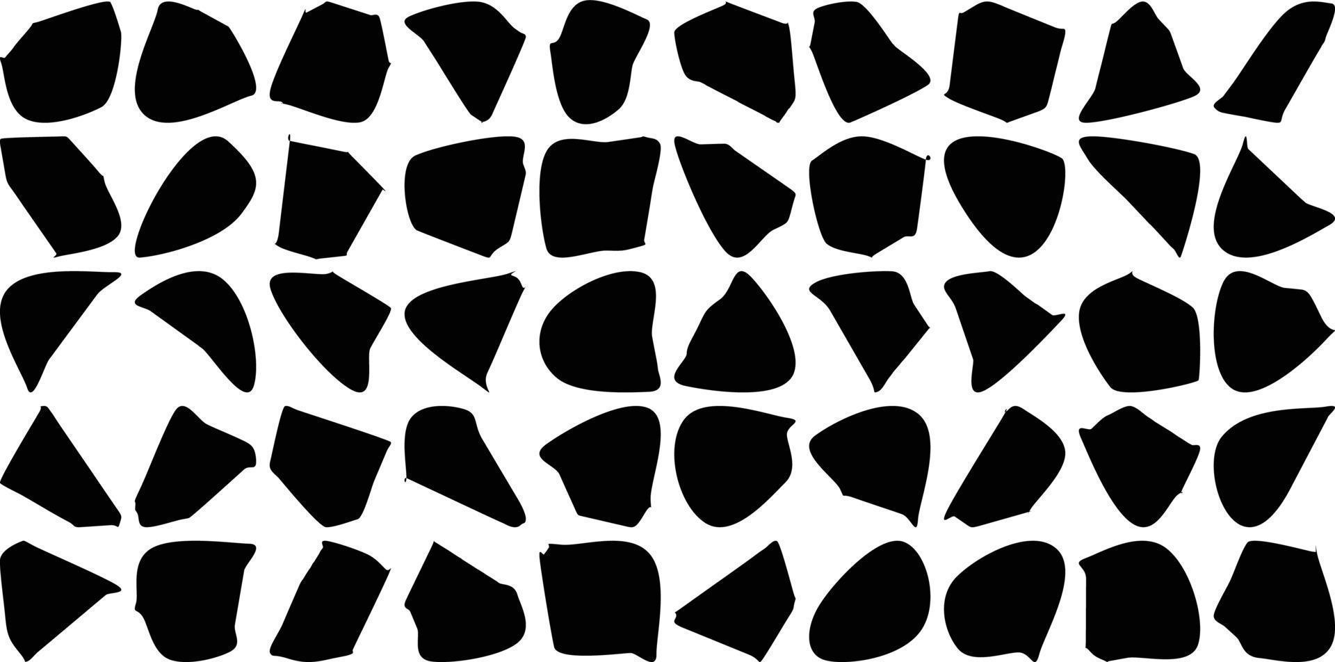 Hand Drawn Organic Shapes Liquid and fluid shape Black symbol Set 50 vector