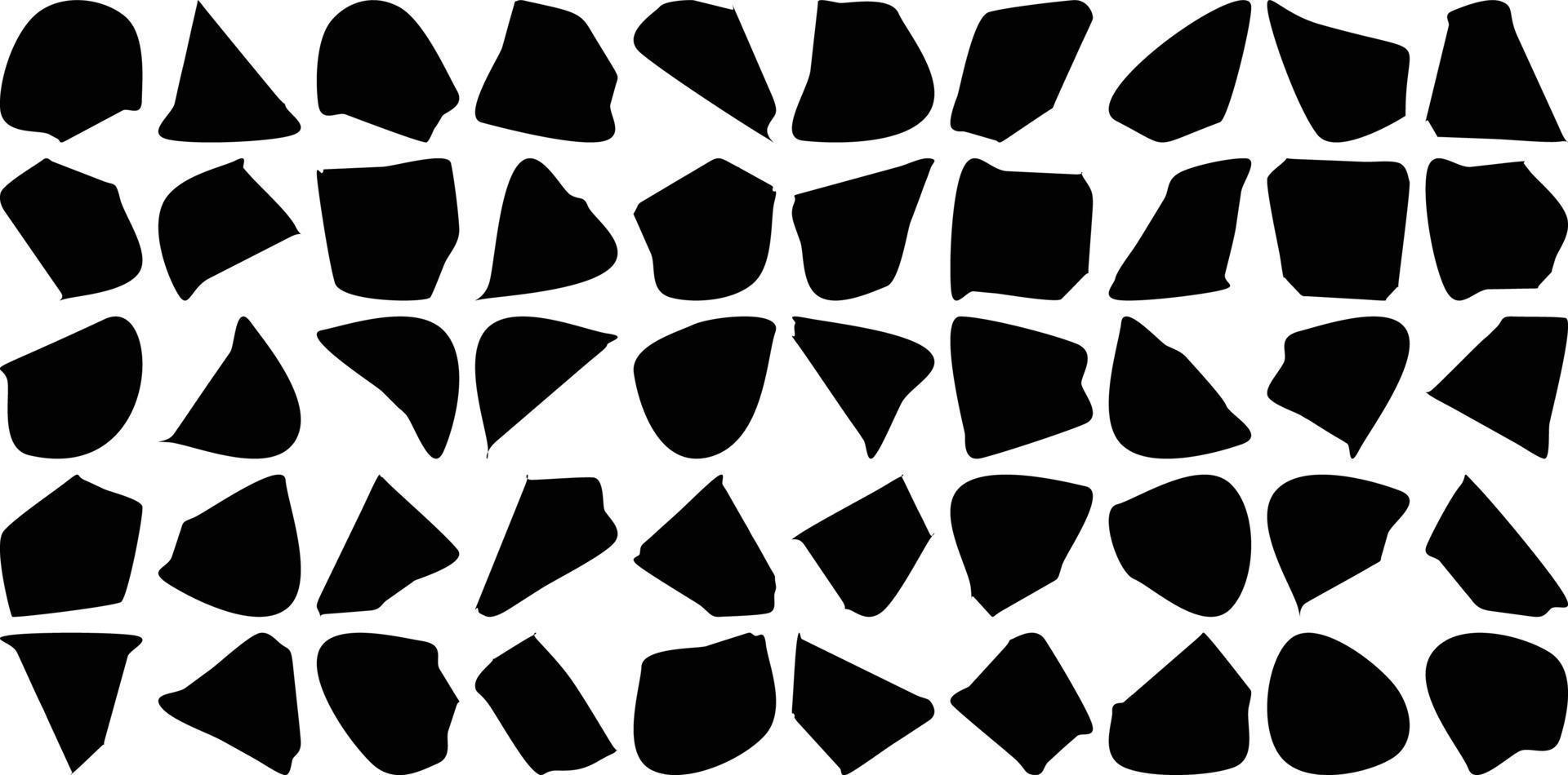 Hand Drawn Organic Shapes Liquid and fluid shape Black symbol Set 50 vector