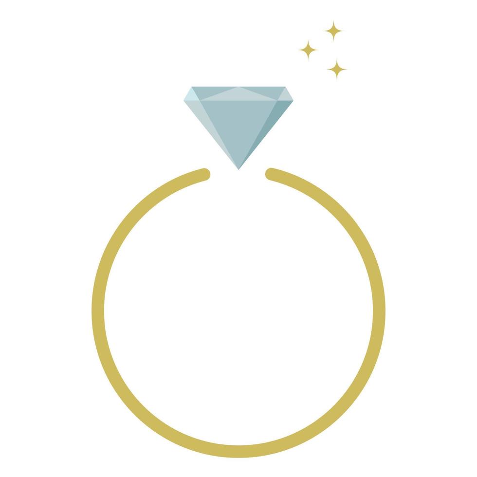 Diamond engagement ring badge. Vector illustration