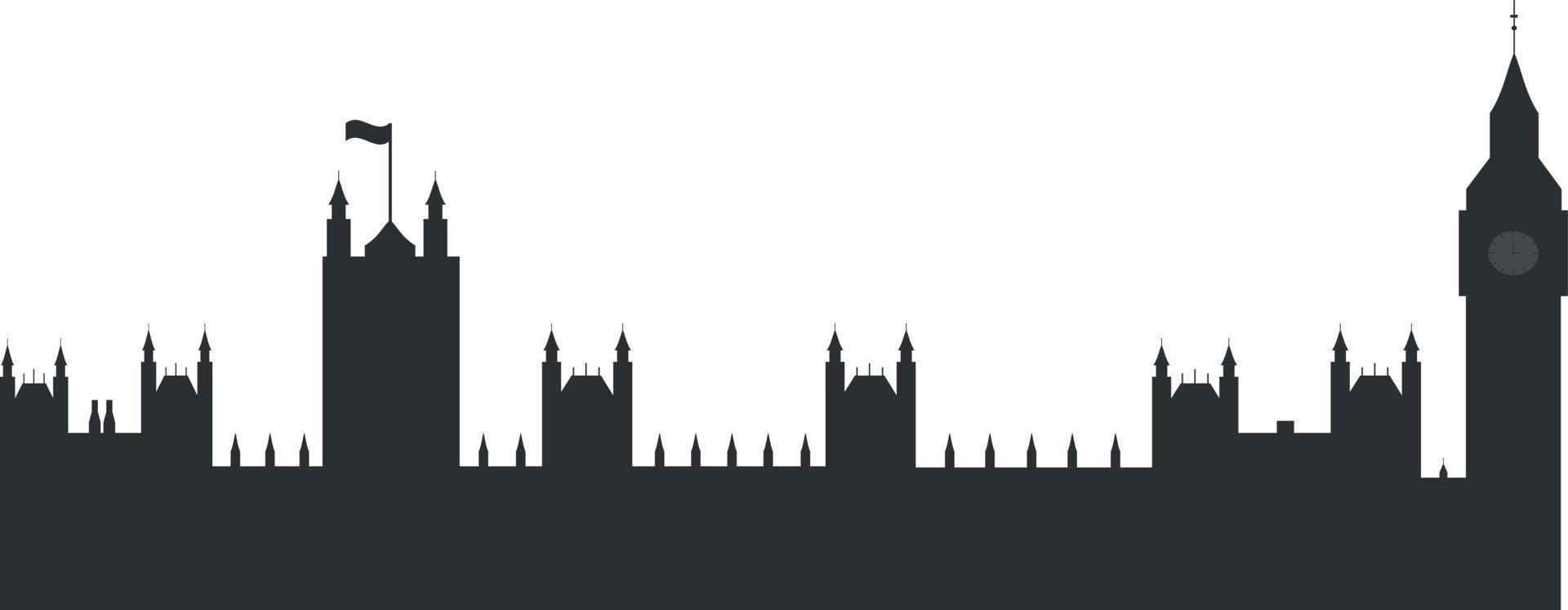 Big ben on white background.London Silhouette illustration vector