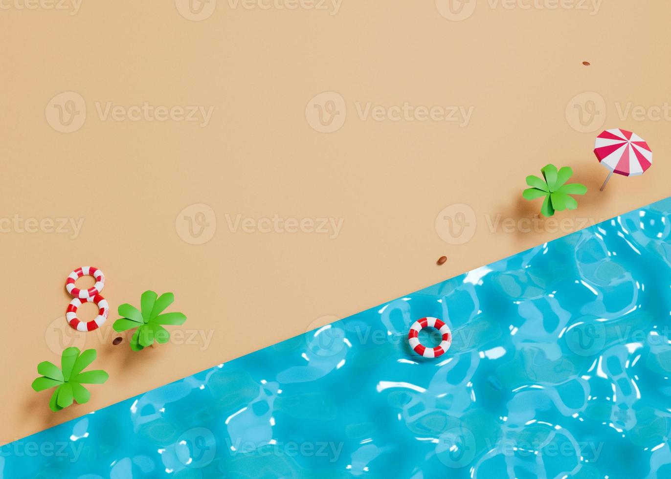 3D rendering scene with podium and abstract background. sumner background. podium for cosmetic product presentation. photo