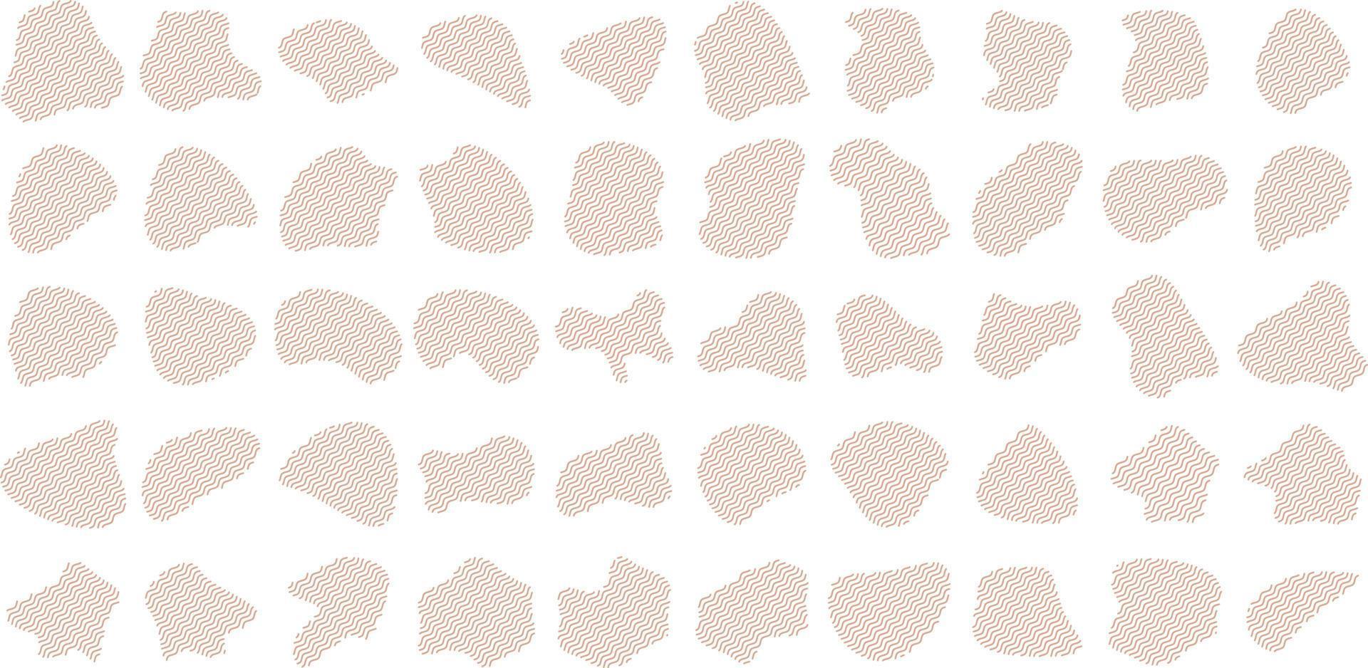 Zig Zag Organic Shapes Liquid and fluid Beige Color symbol Set 50 vector