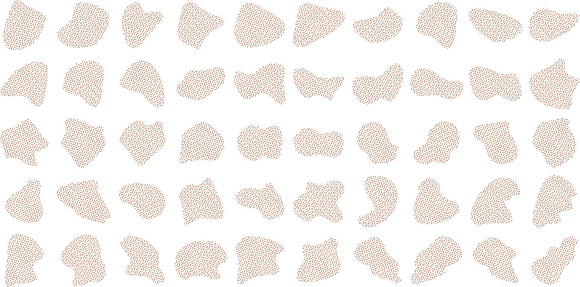 Zig Zag Organic Shapes Liquid and fluid Beige Color symbol Set 50 vector