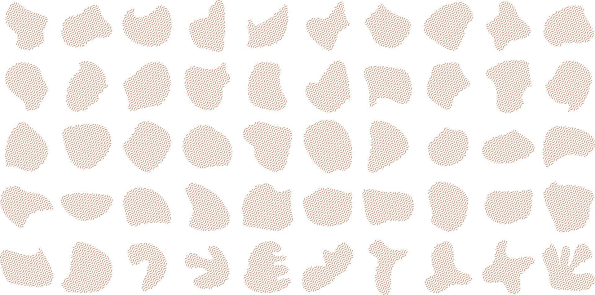 Zig Zag Organic Shapes Liquid and fluid Beige Color symbol Set 50 vector