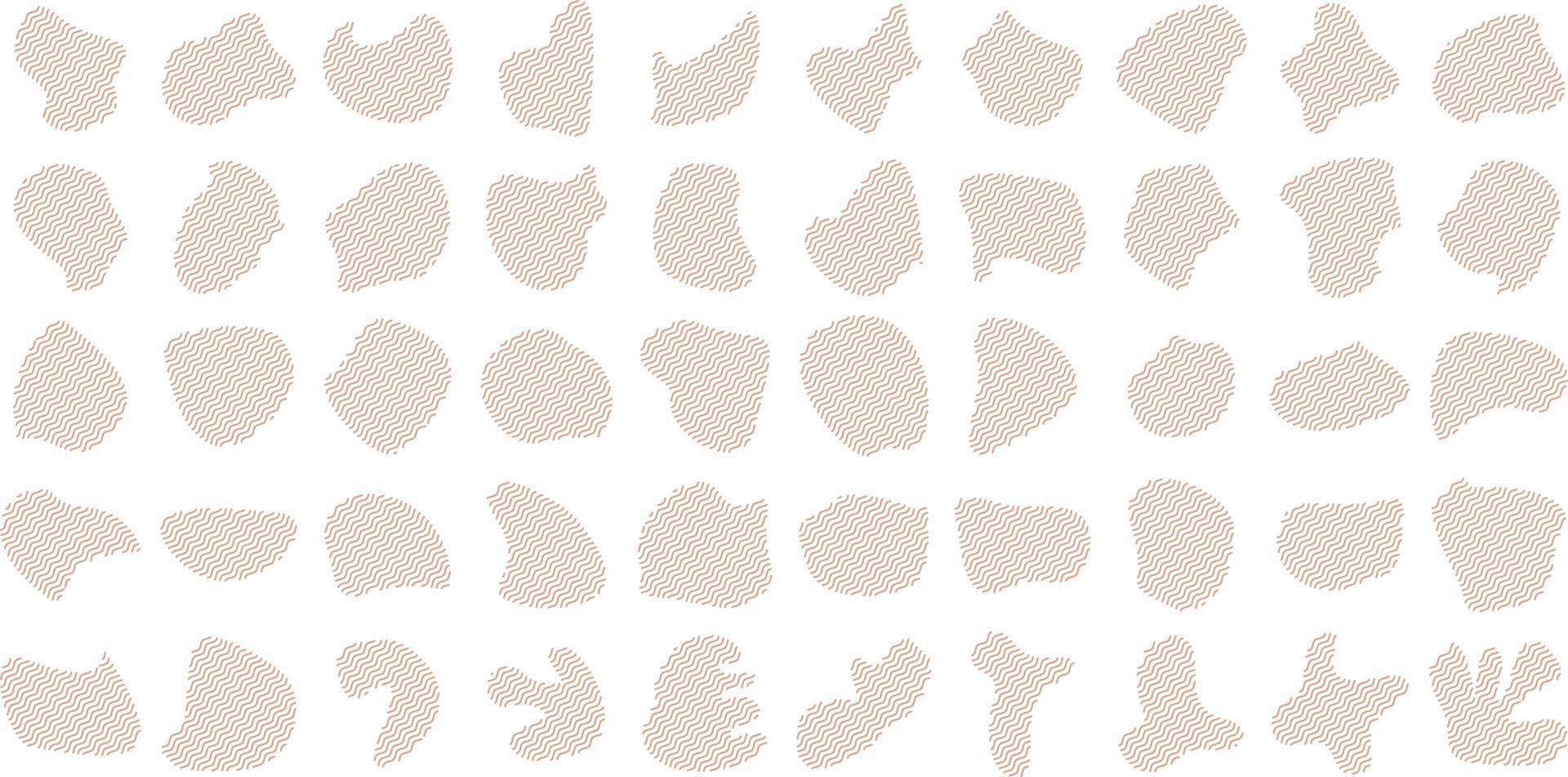 zig zag orgánico formas líquido y fluido beige color símbolo conjunto 50 vector