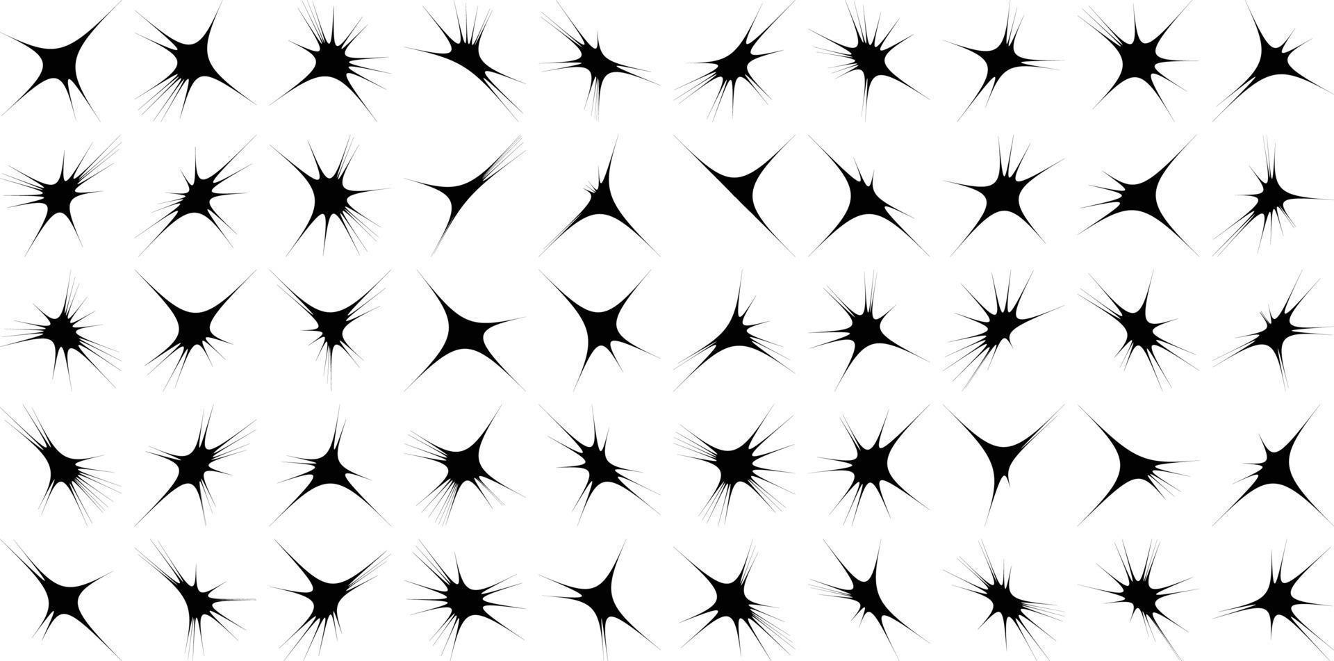 Abstract Hand drwan sparkles shape and fire flakes shape Set 50 vector