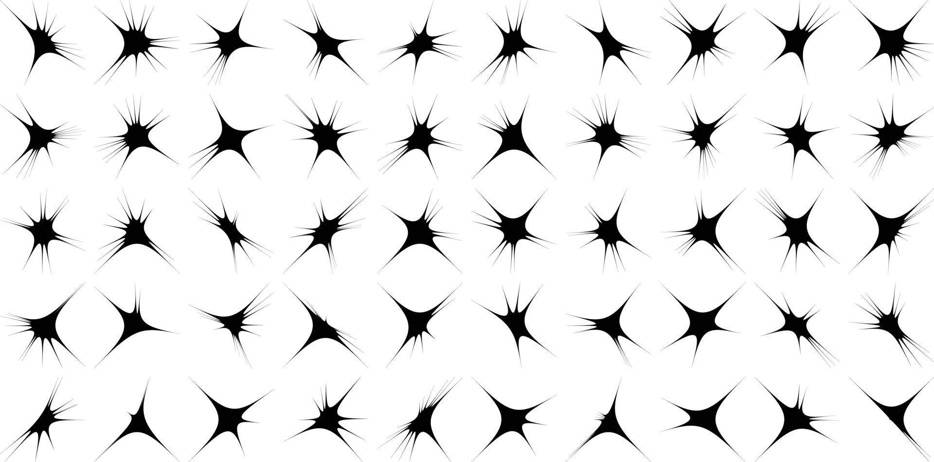 Abstract Hand drwan sparkles shape and fire flakes shape Set 50 vector