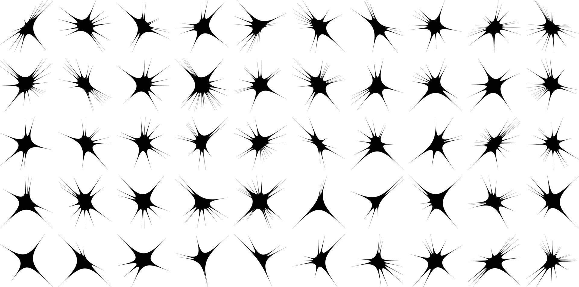 Abstract Hand drwan sparkles shape and fire flakes shape Set 50 vector