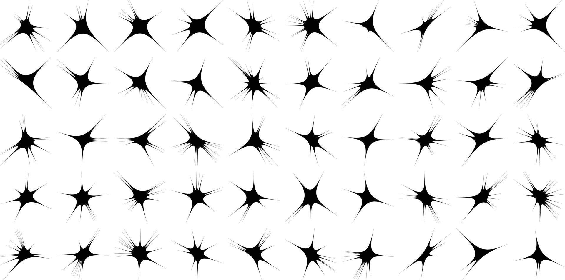 Abstract Hand drwan sparkles shape and fire flakes shape Set 50 vector