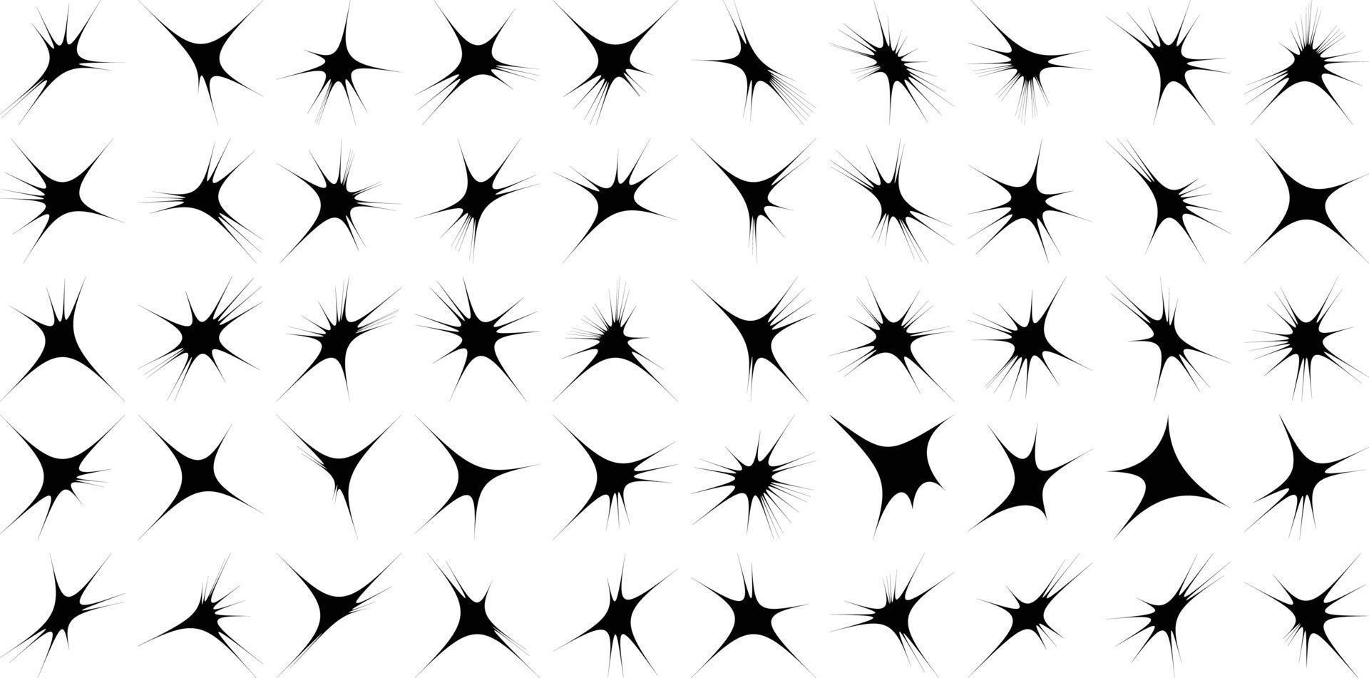 Abstract Hand drwan sparkles shape and fire flakes shape Set 50 vector