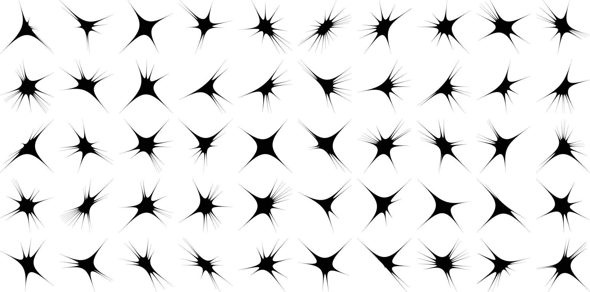 Abstract Hand drwan sparkles shape and fire flakes shape Set 50 vector