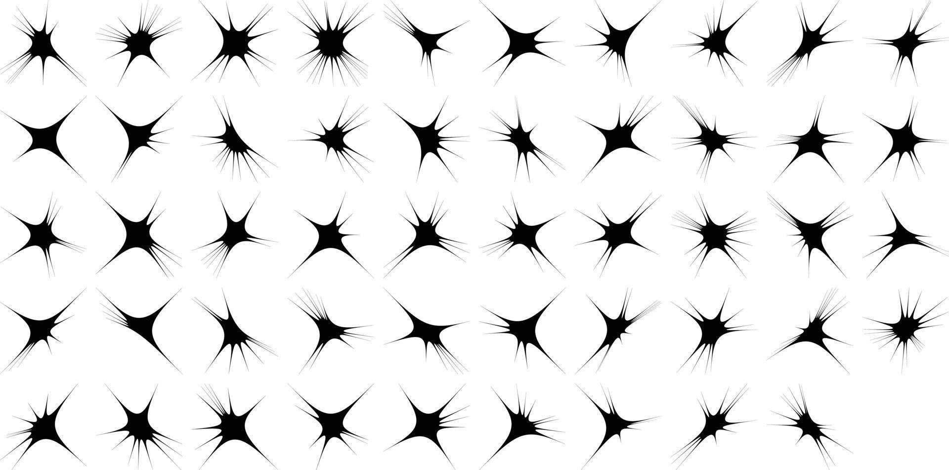 Abstract Hand drwan sparkles shape and fire flakes shape Set 50 vector
