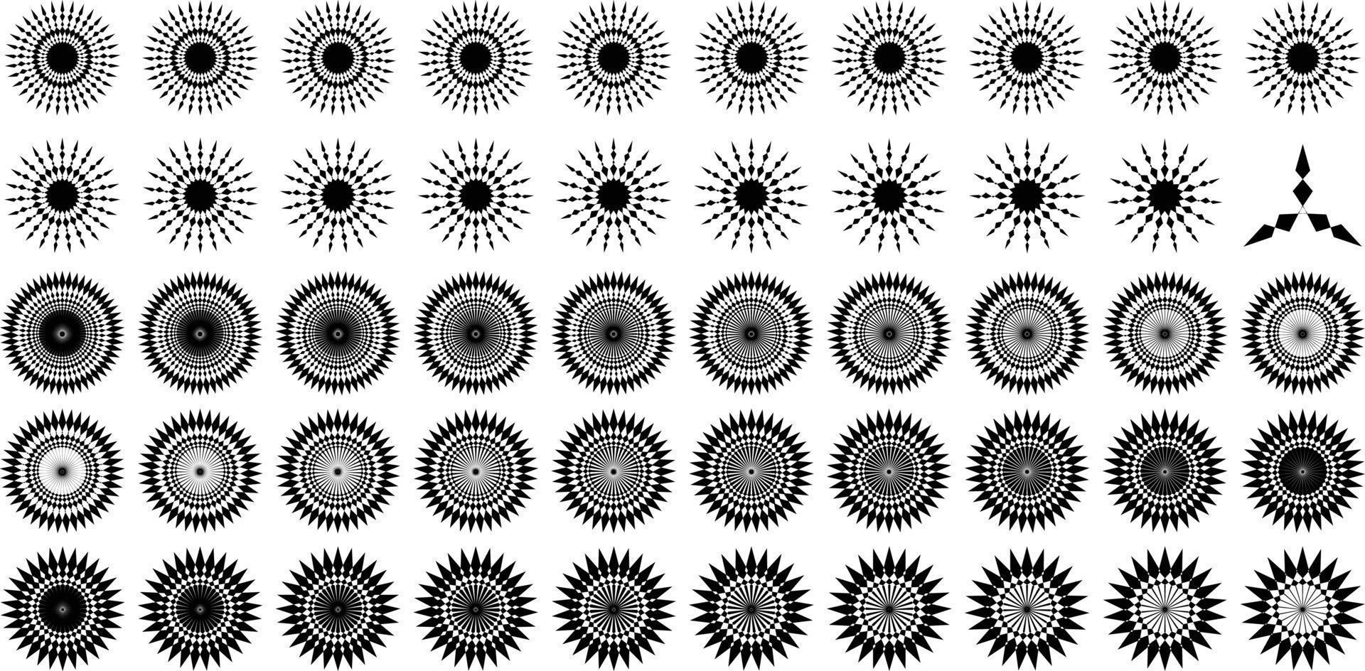 resumen mano drwan destellos forma y fuego copos forma conjunto 50 vector