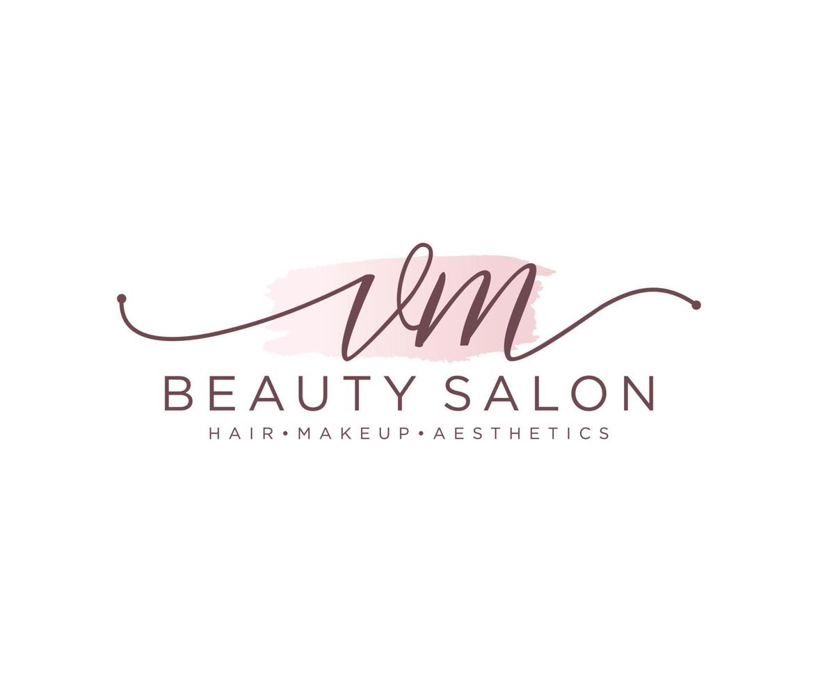 Initial VM feminine logo collections template. handwriting logo of initial signature, wedding, fashion, jewerly, boutique, floral and botanical with creative template for any company or business. vector