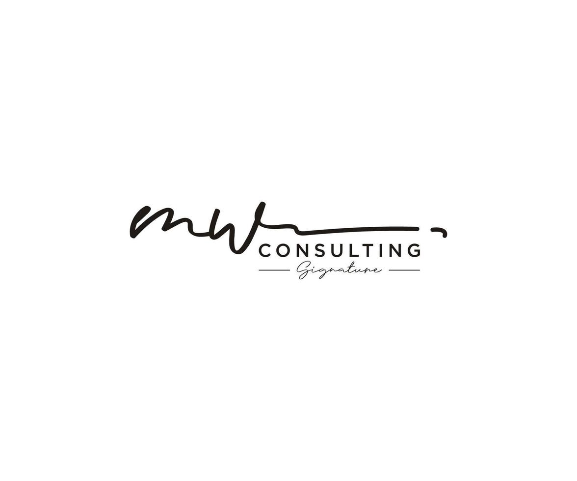 Initial MW signature logo collection template vector. Hand drawn Calligraphy lettering Vector illustration.