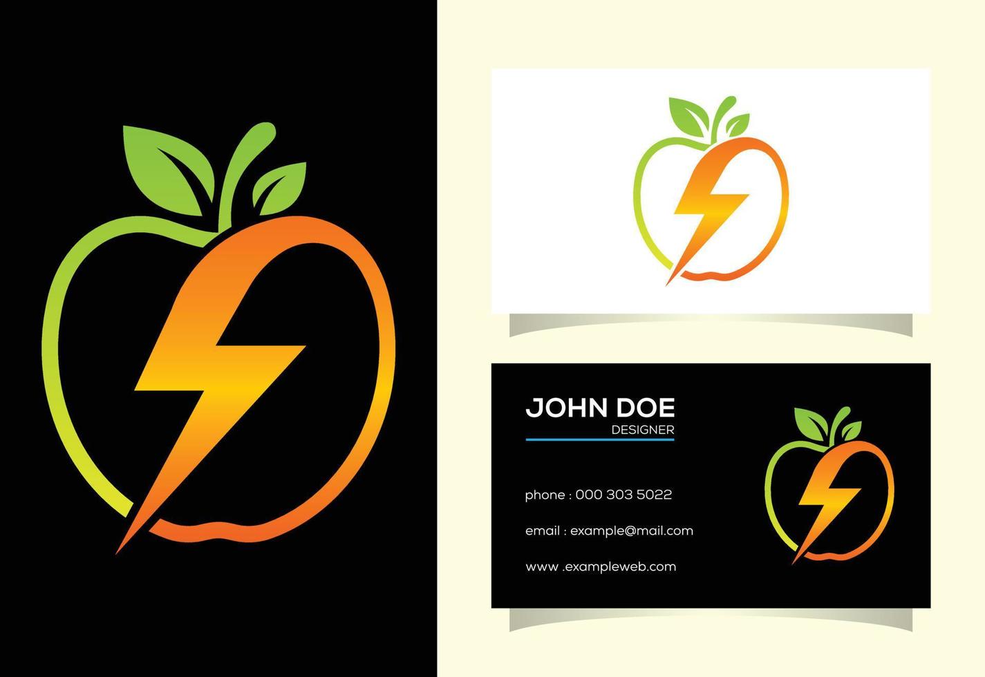 Apple and electricity logo sign symbol vector design template