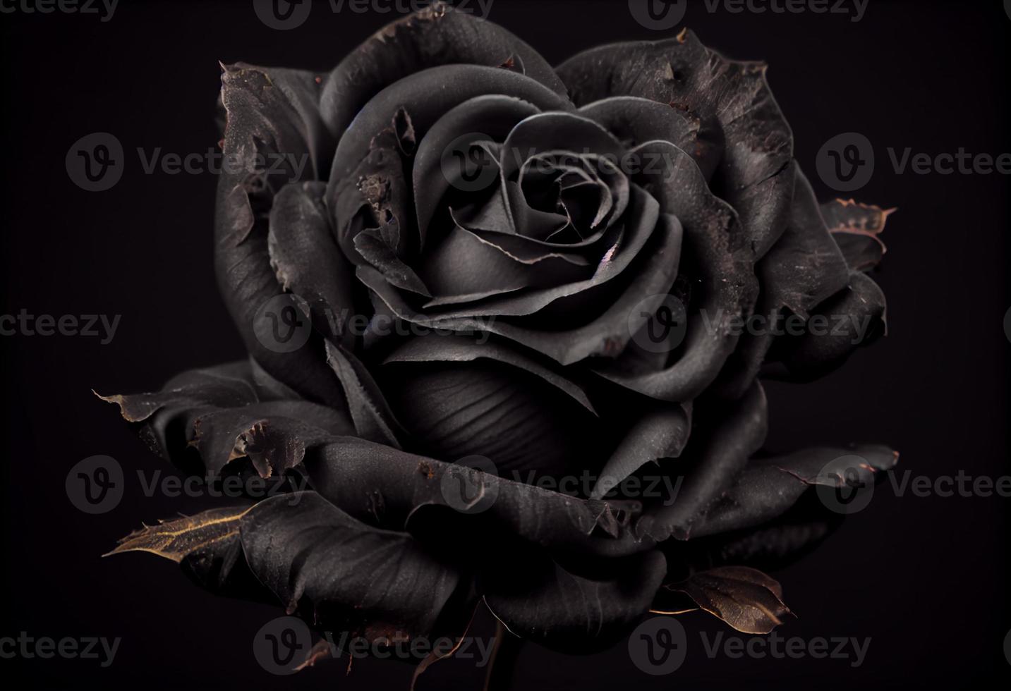 Photo black rose flower close up dark roses background. Generate Ai