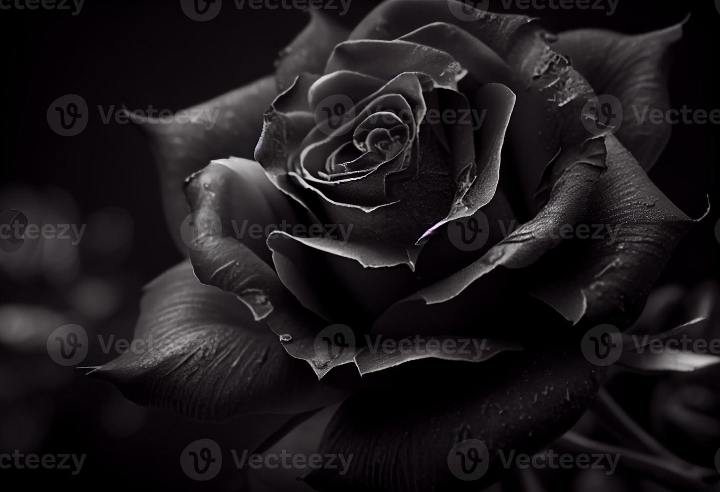 Photo black rose flower close up dark roses background. Generate Ai