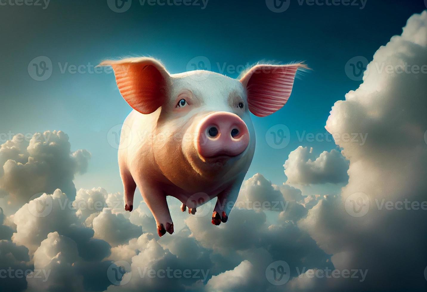 Pigs fly in the sky. Generate Ai photo