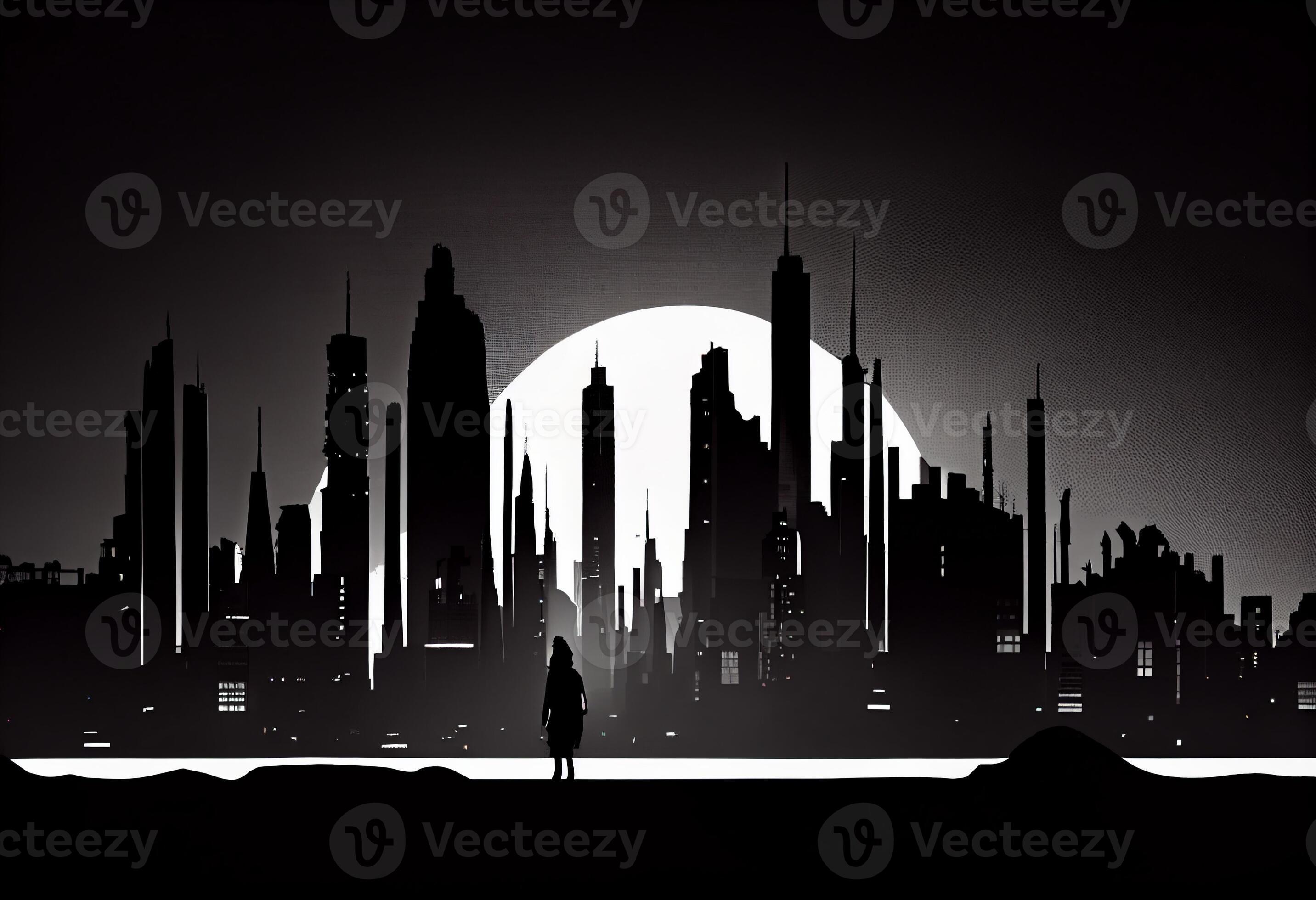 futuristic city skyline silhouette