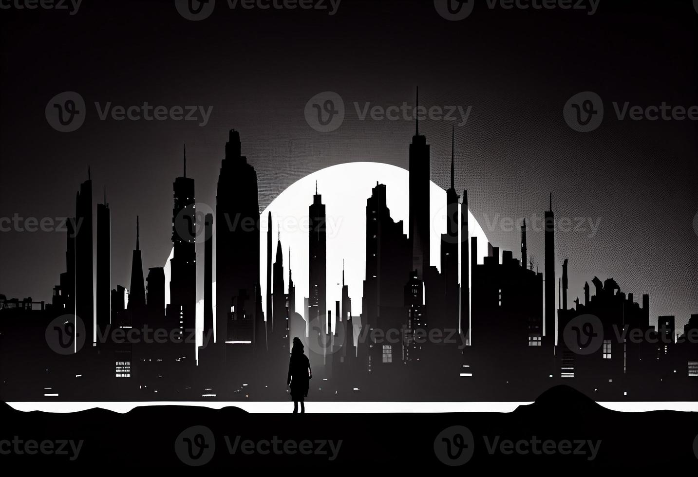 Modern Megapolis city future , City silhouette skyline. Generate Ai photo