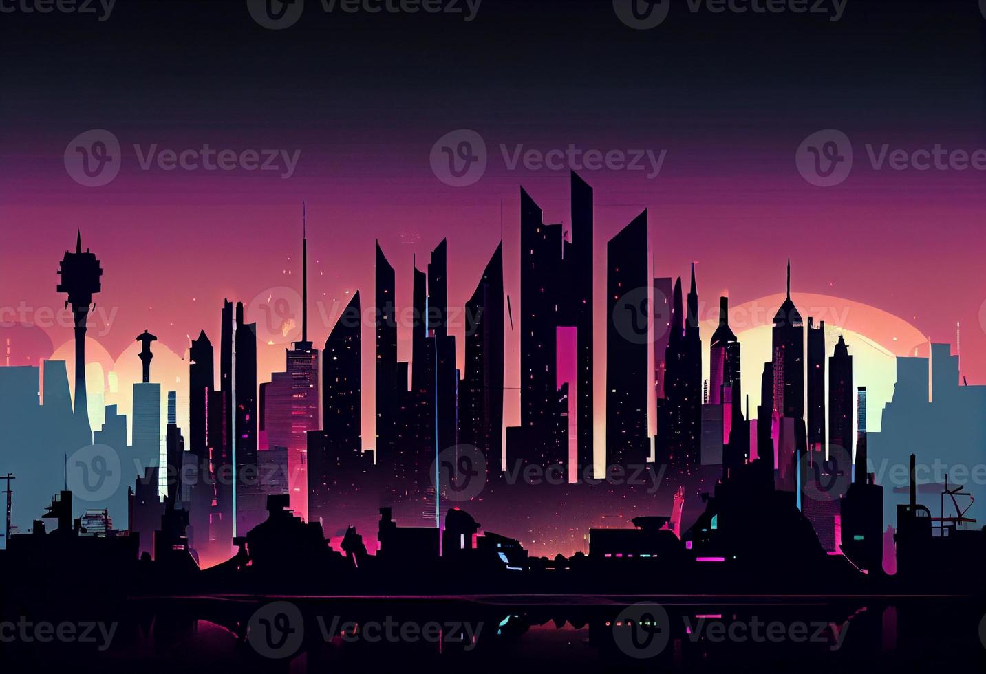 Modern Megapolis city future , City silhouette skyline. Generate Ai photo