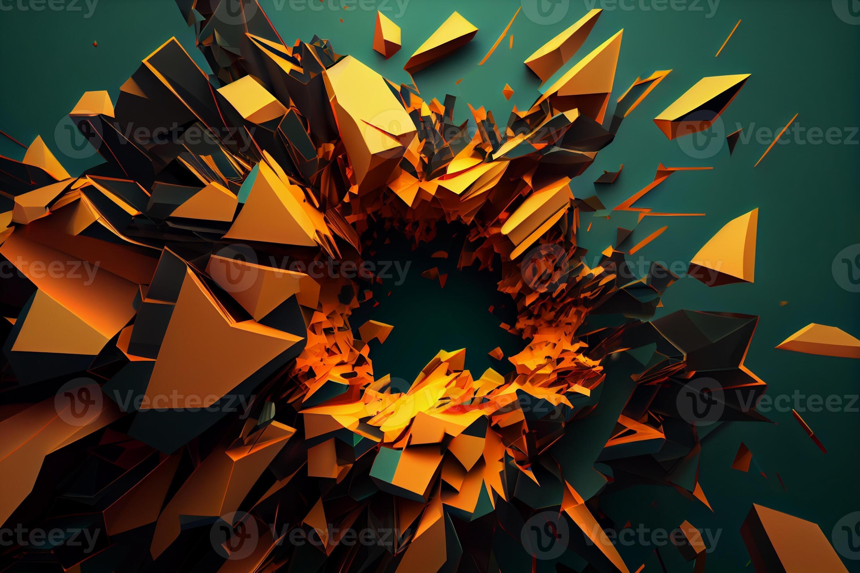 Abstract geometric background. Explosion power design with crushing