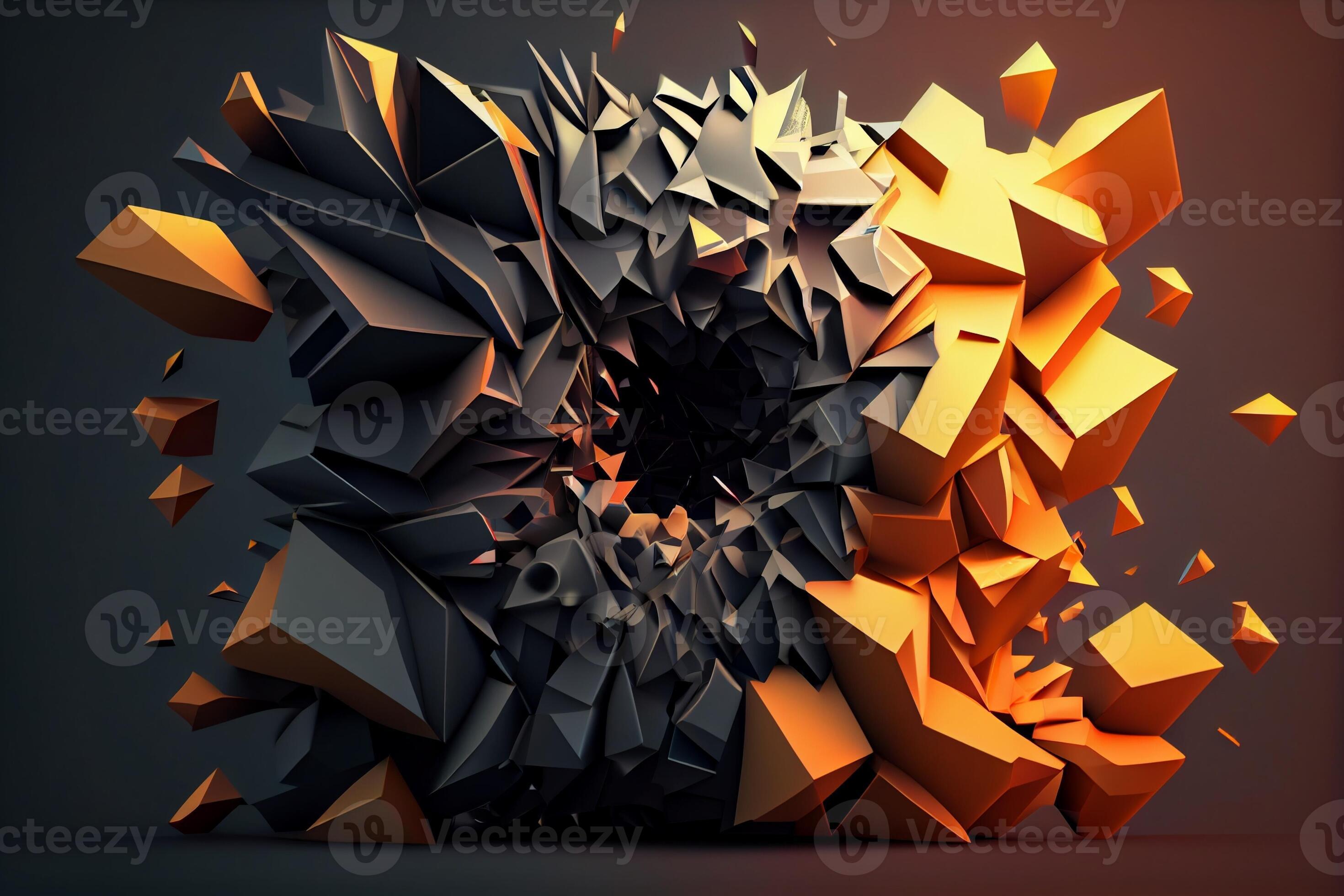 Abstract geometric background. Explosion power design with crushing