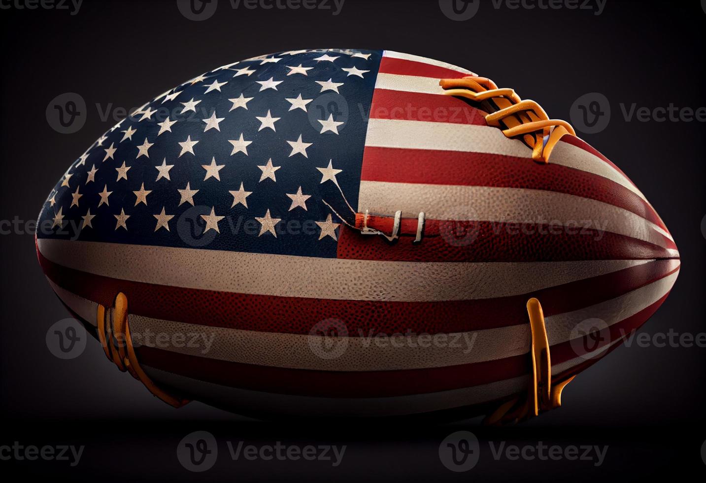 American football on the American flag. Generate Ai photo