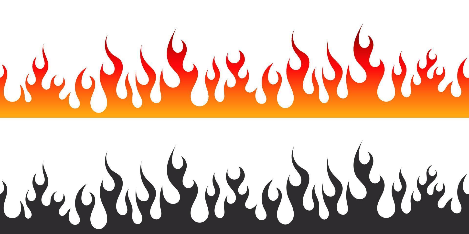 fuego llamas pintado llamas dibujos animados hoguera. negro y rojo ardiente llamas vector escalable gráficos
