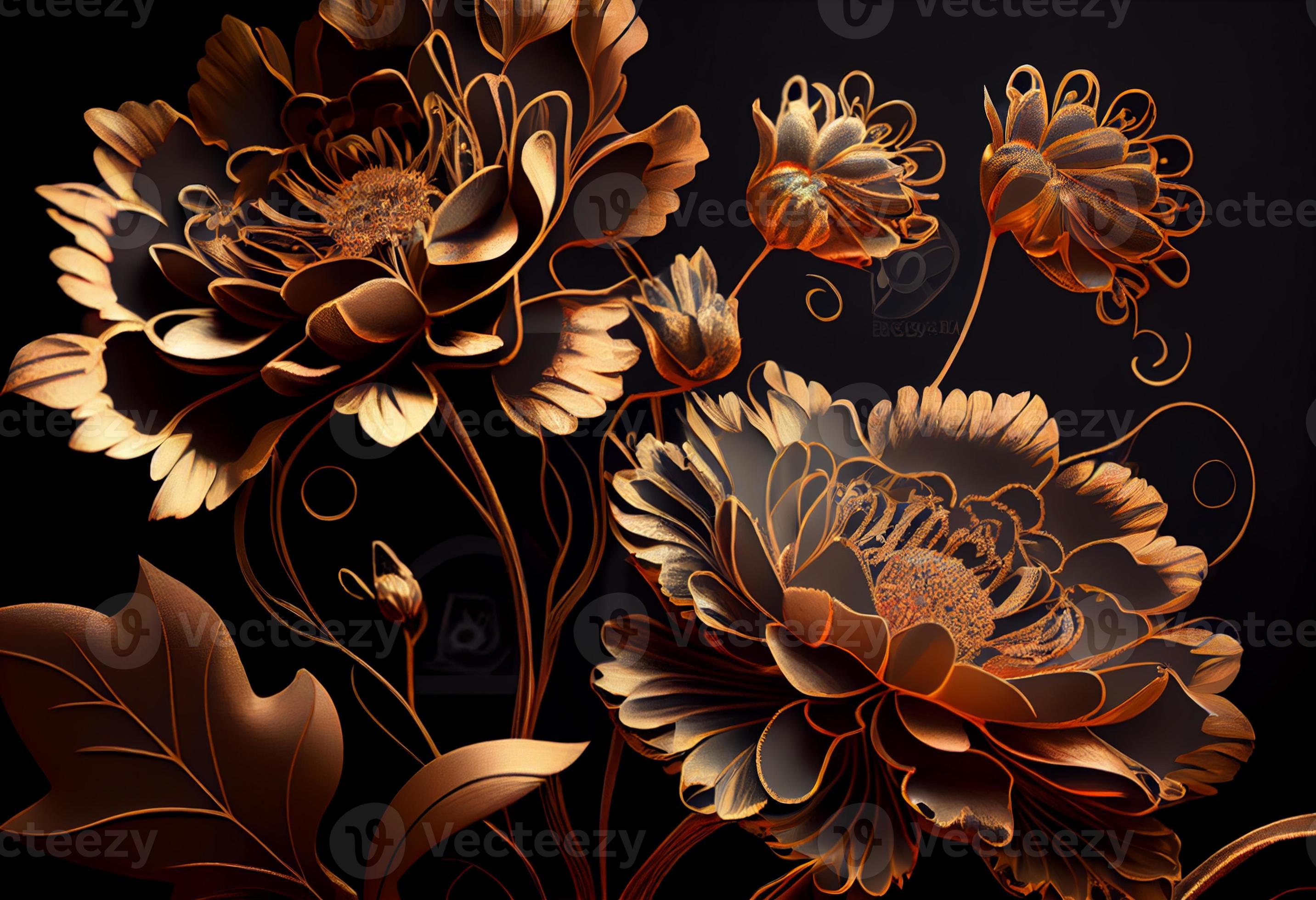 Gold elegant stylish abstract floral wallpaper Vector Image