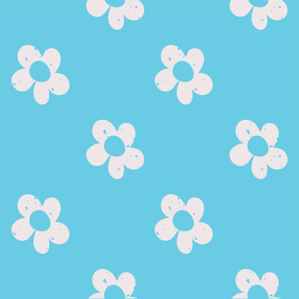 Hippie pattern with textured abstract flower on blue background vector