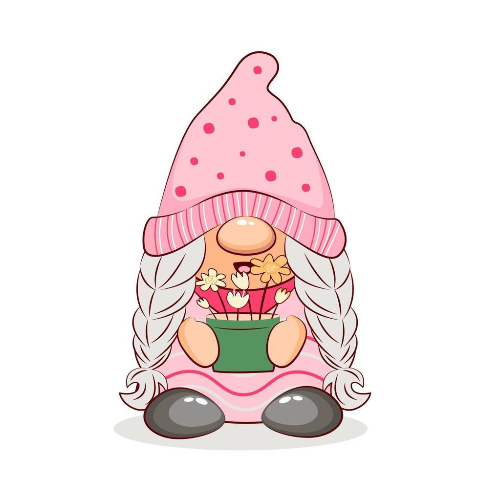 Sweet Spring Gnome. vector illustrator