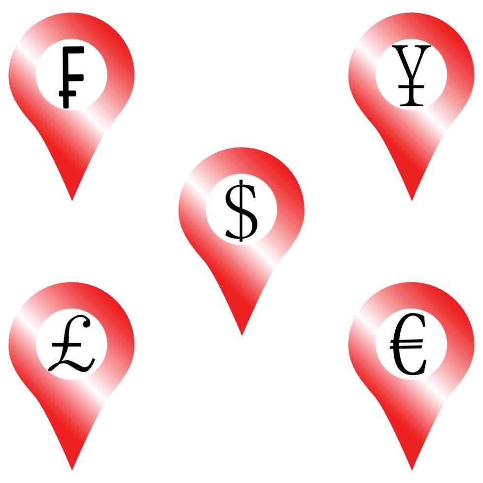 Set of location money symbol vector