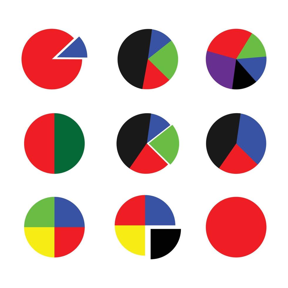 Set of pie chart color flat vector