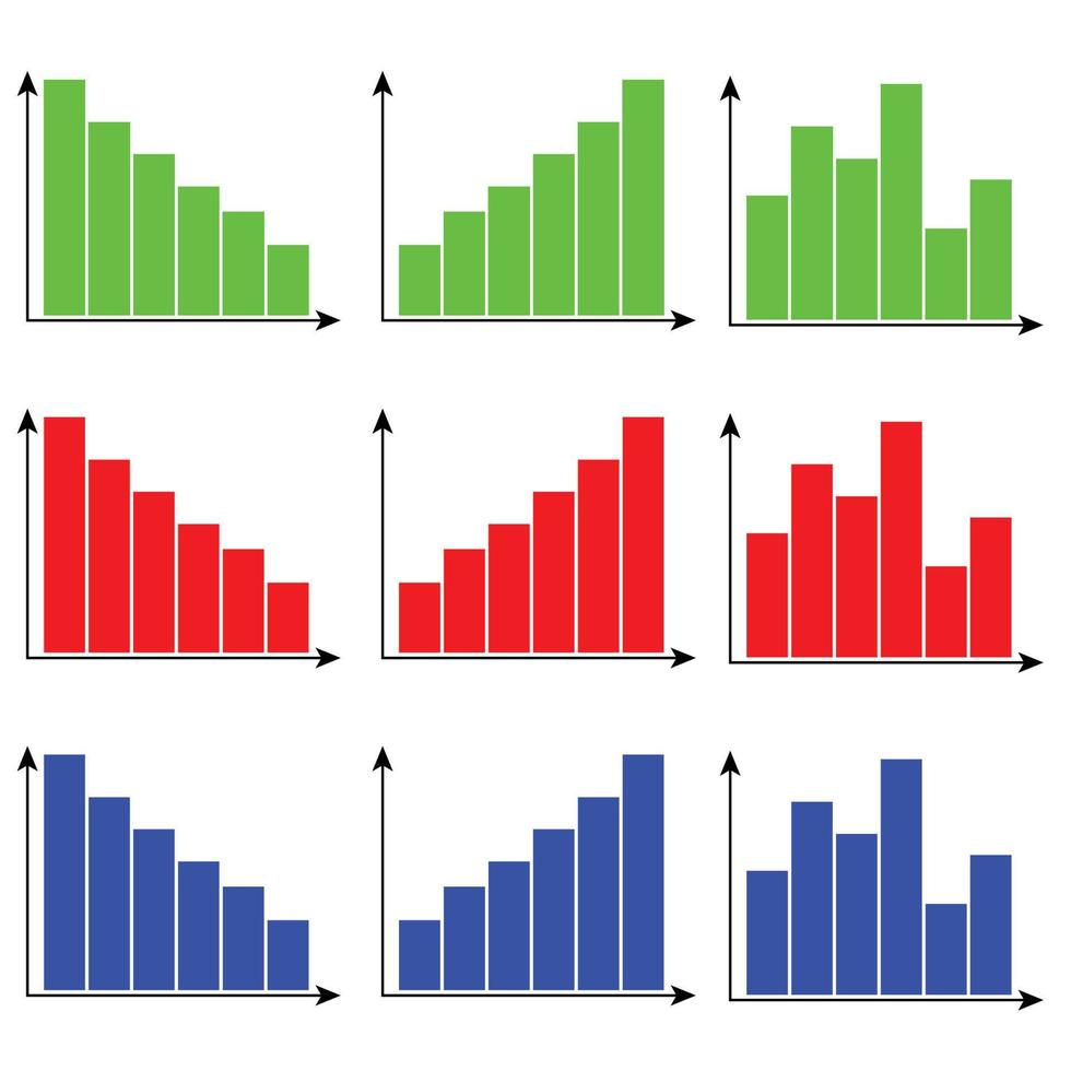 Set of diagram color flat vector