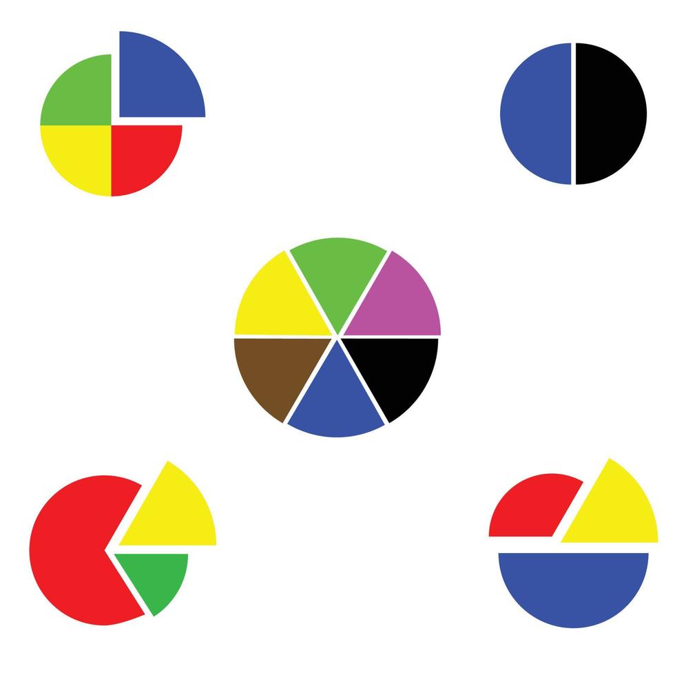 Set of pie chart color flat vector