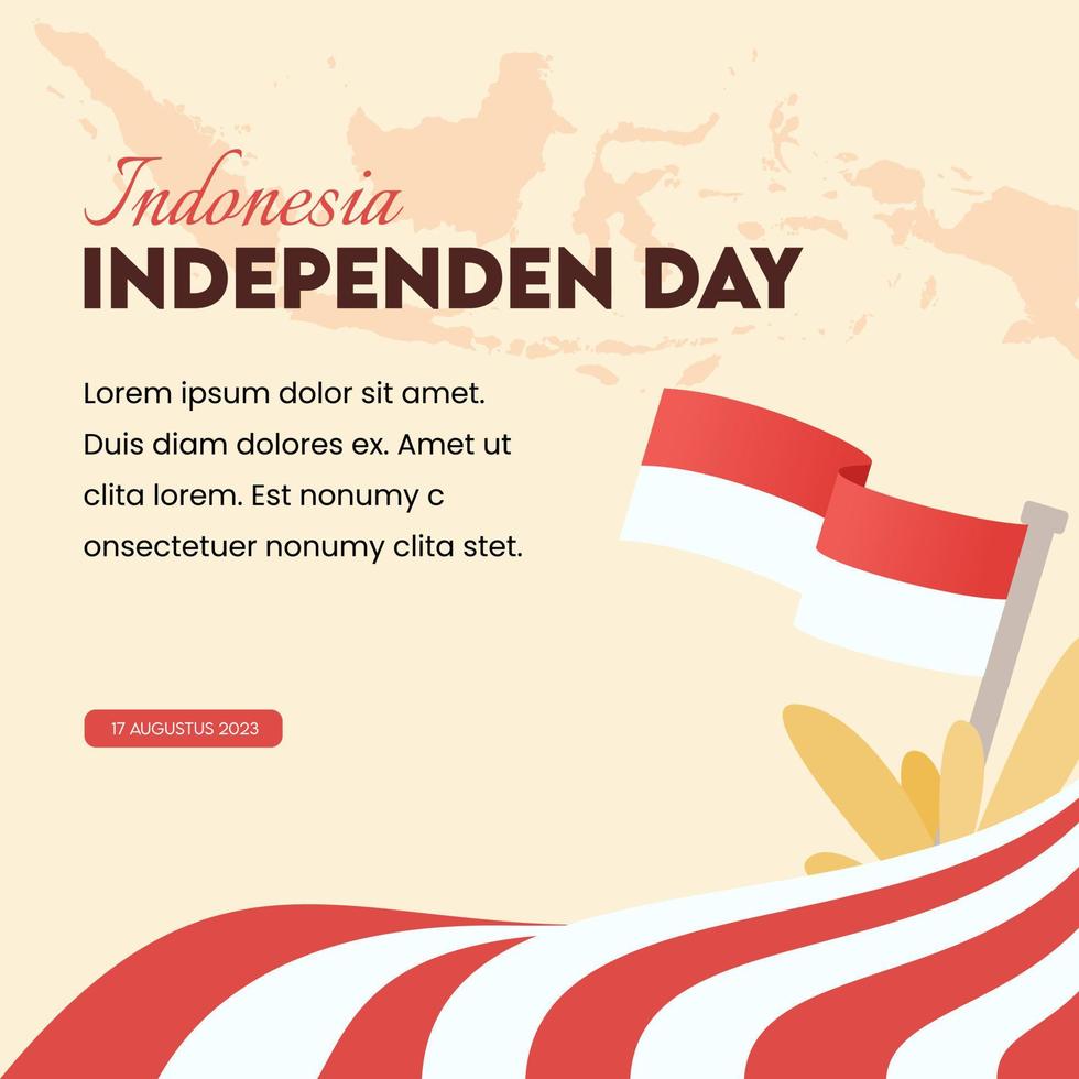 indonesia independent day social media template vector