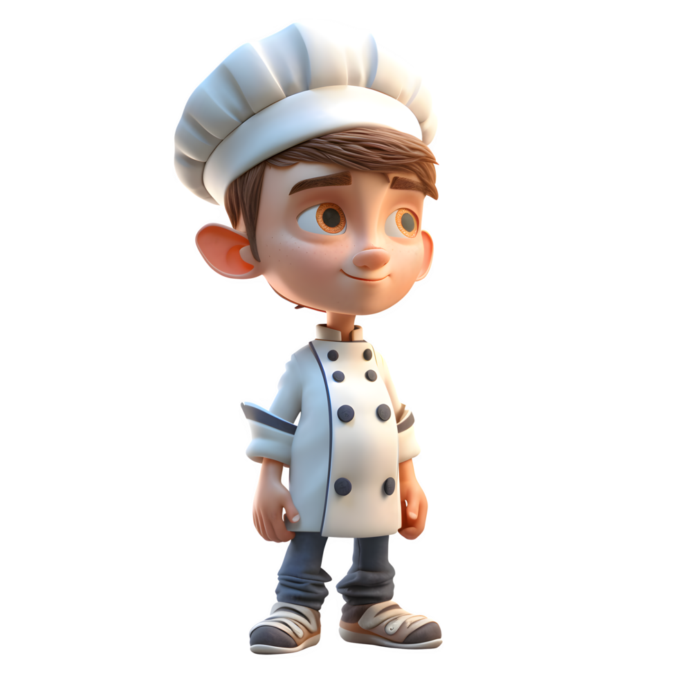 Creative 3D Chef with Whisk Great for Bakery or Pastry Shop Themed Designs PNG Transparent Background