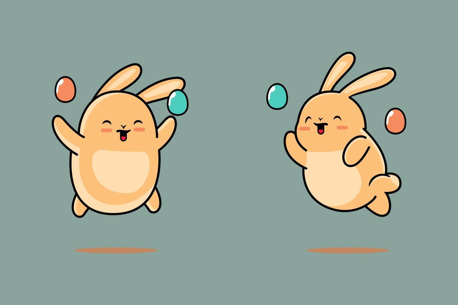 bunny happy expression jump with easter vector