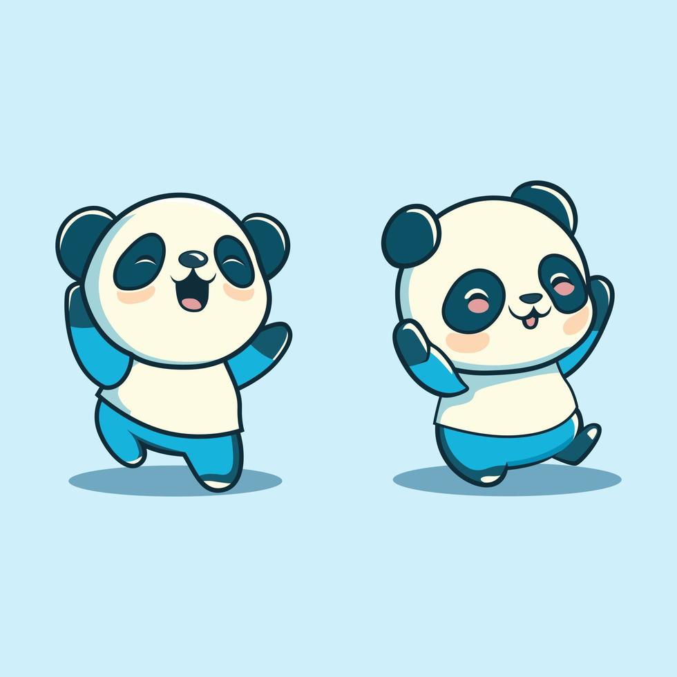 Cute panda expression happy in vector illustration