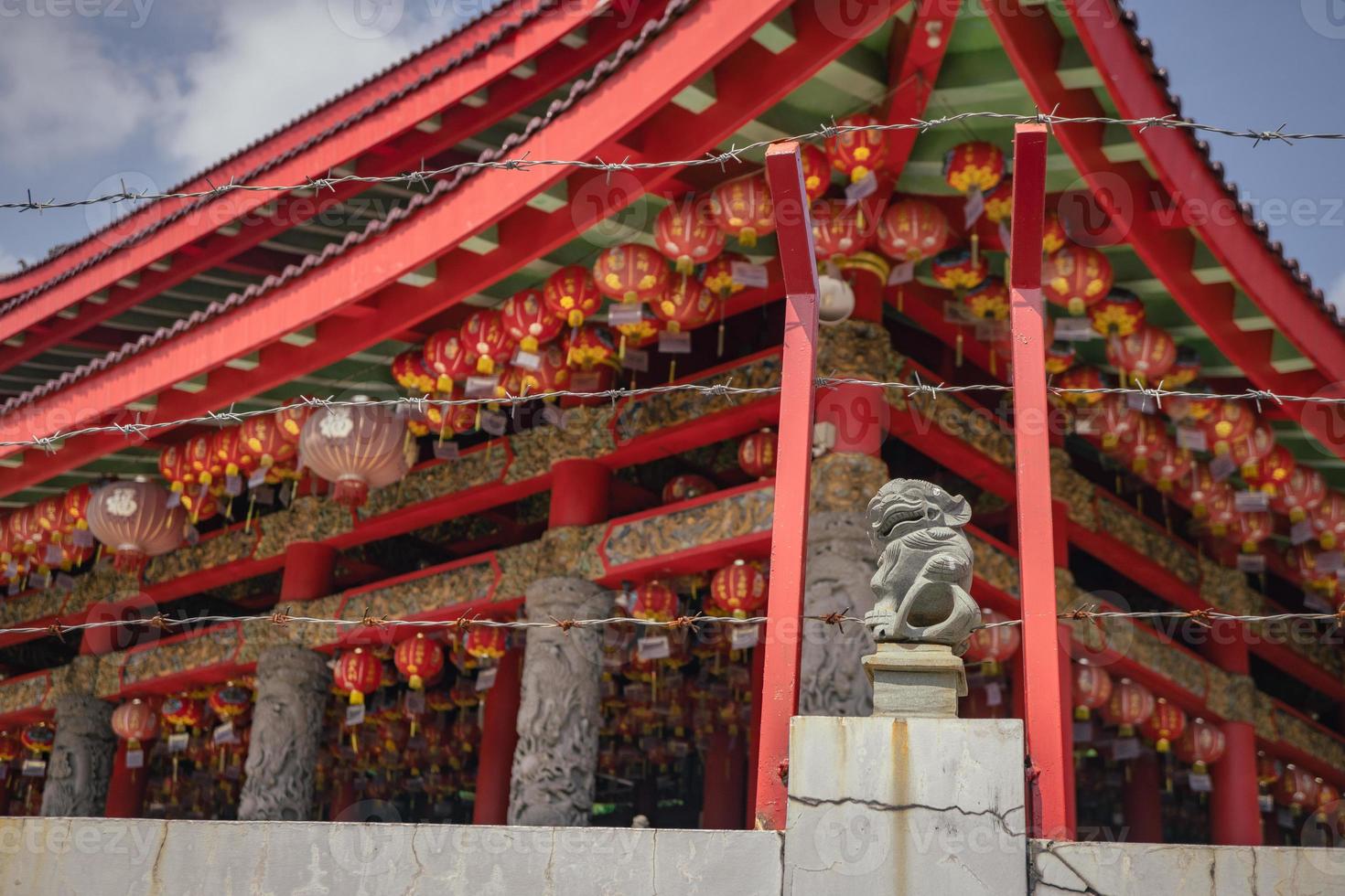 Traditional chinese guardian gate statute on the chinese temples when chinese new years. The photo is suitable to use for chinese new year, lunar new year background and content media.