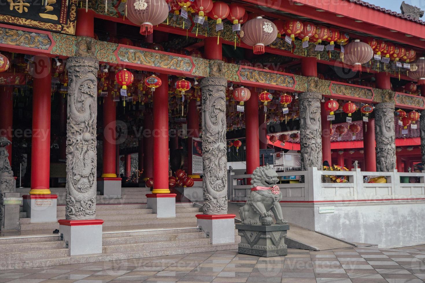 Traditional chinese guardian gate statute on the chinese temples when chinese new years. The photo is suitable to use for chinese new year, lunar new year background and content media.